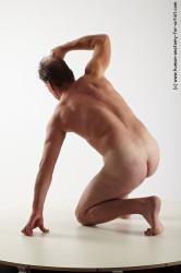 Nude Man White Kneeling poses - ALL Average Short Brown Kneeling poses - on one knee Realistic